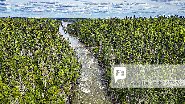 Aerial of the Pisew River  Pisew Falls Provincial Park  Thompson  Manitoba  Canada  North America