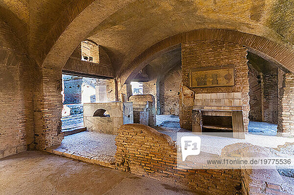 Thermopolium (Roman bar for hot food and drink)  Ostia Antica archaeological site  Ostia  Rome province  Latium (Lazio)  Italy  Europe