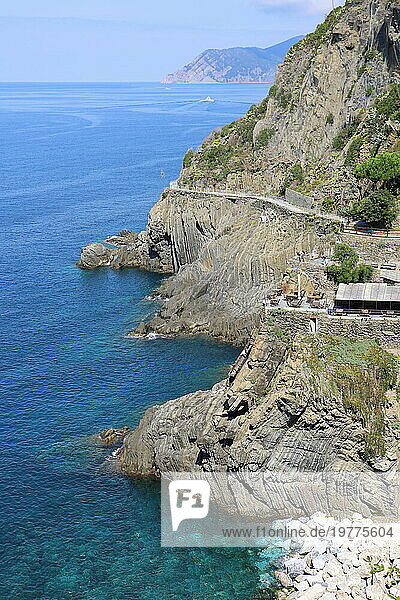 Küste des Nationalparks Cinque Terre, UNESCO-Weltkulturerbe, Ligurien, Italien, Europa