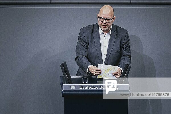 Olaf in der Beek  Member of the German Bundestag (FDP)  recorded during a session of the German Bundestag on the current hour 'Results of the Climate Conference' in Berlin  14 December 2023