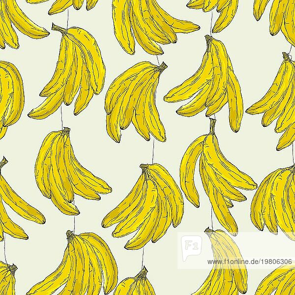 Banane Obst Sommer nahtlose Vektor Muster Tapete