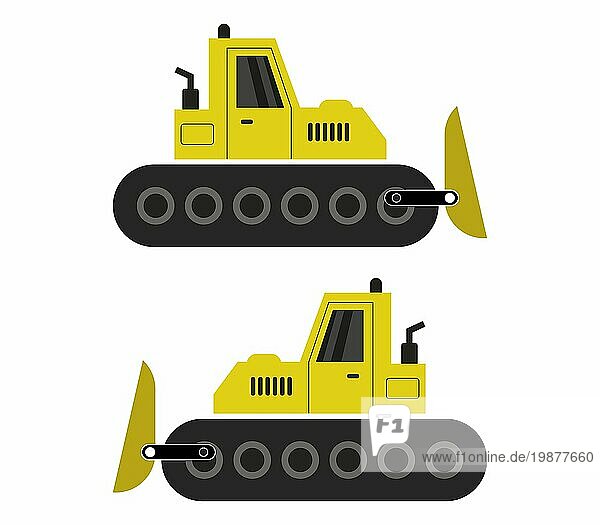 Bulldozer Symbol in Vektor auf weißem Hintergrund dargestellt