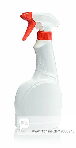 Weiße Sprühflasche mit rotem Griff