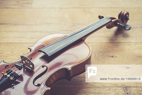 Nahaufnahme eines professionellen Geigenmusikinstruments
