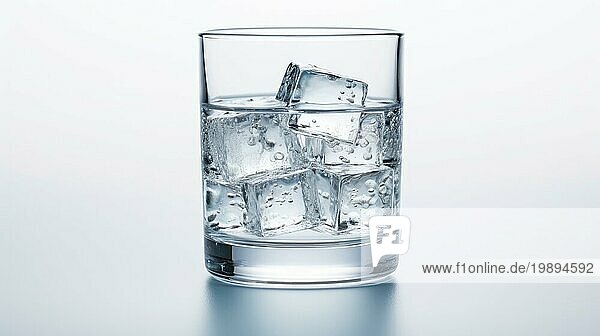 Ein klares  mit Wasser und Eiswürfeln gefülltes Glas  das ein Gefühl von Erfrischung und Reinheit vermittelt  das Ai erzeugt hat