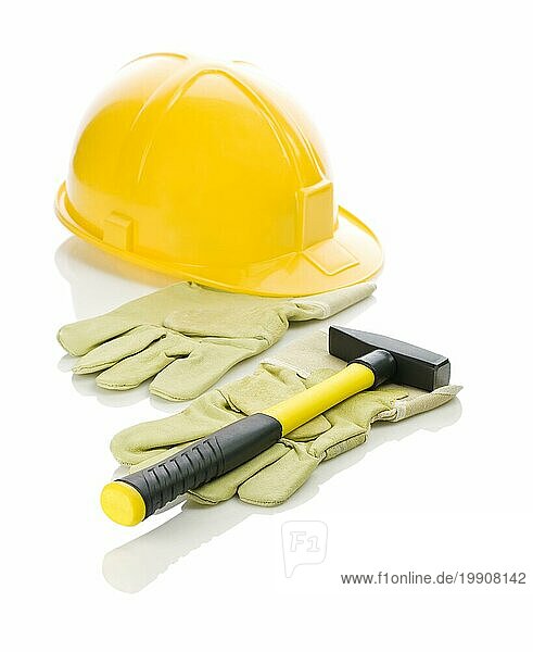 Handschuhe mit Hammer und Helm