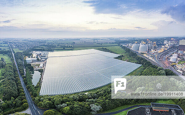 UK  England  Drax  Aerial view of vast greenhouse
