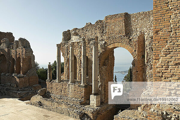 Italy  Sicily  Taormina  Ruins of ancient Greek theater