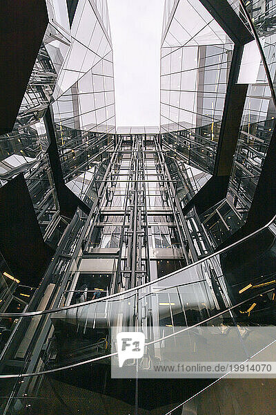 Modern glass building under sky