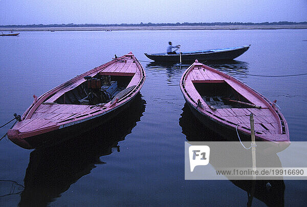 Boats on the Ganges River.