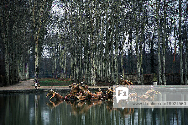 A fountain on the grounds of the Palace of Versailles on the outskirts of Paris  France
