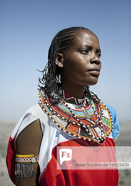 Portrait of a female Maasai safari guide.