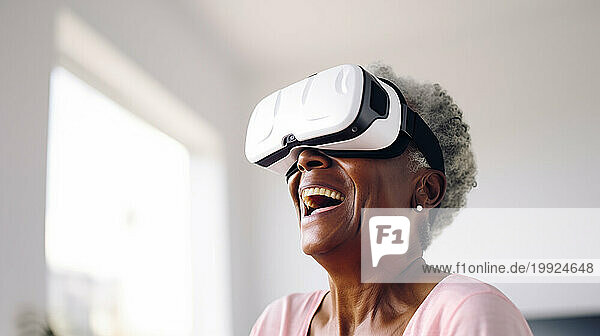 ai generative old woman using vr goggles