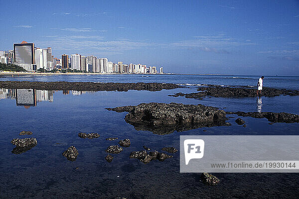 Highrise hotels and condos along the waterfront in Fortaleza  along the northern coast of Brazil.