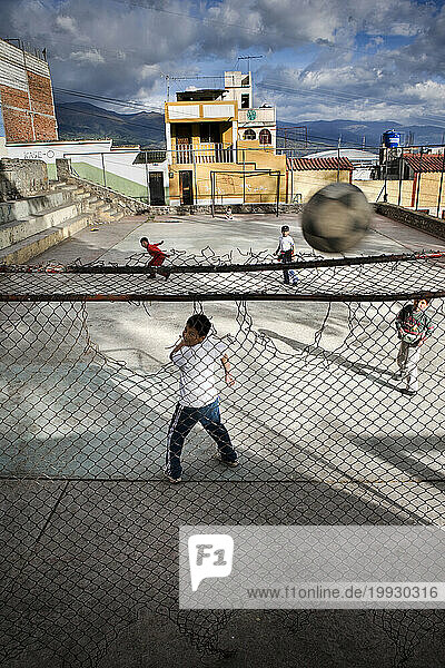 Kids play soccer in Riobamba  Ecuador