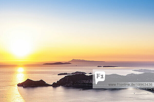 Greece  Ionian Islands  Long exposure of sunset over Akra Arilla cape