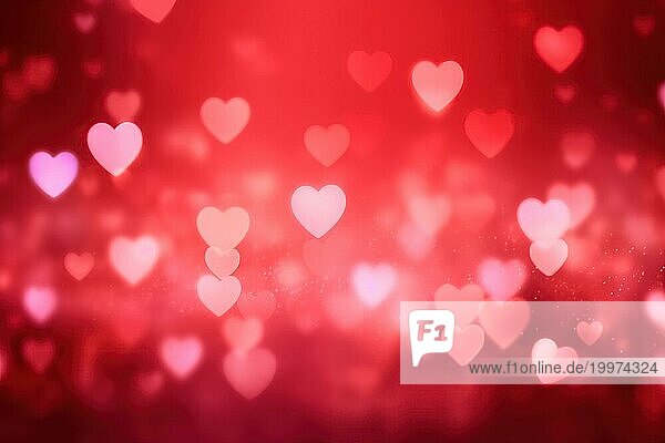 Eine romantische und verträumte Hintergrund mit herzförmigen Bokeh Lichter  perfekt für Valentinstag oder Liebe themed Designs  AI generiert  KI generiert