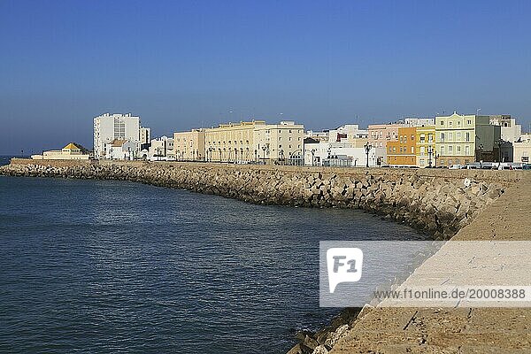 Coastline in Barrio de la Vina  city centre of Cadiz  Spain  Europe