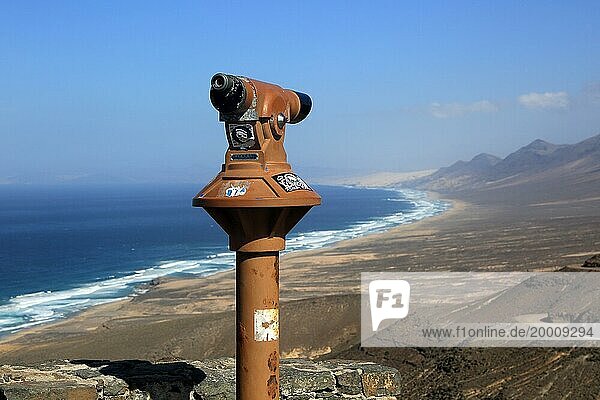 Viewpoint to Cofete beach Atlantic Ocean coast  Jandia peninsula  Fuerteventura  Canary Islands  Spain  Europe