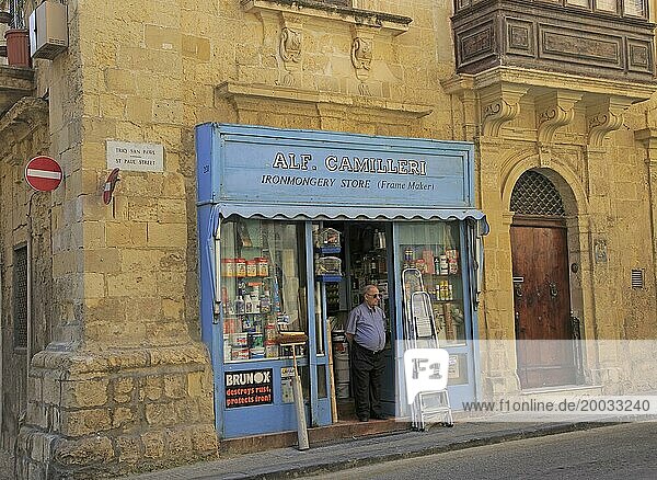 Small traditional ironmongery store shop city centre of Valletta  Malta  Europe