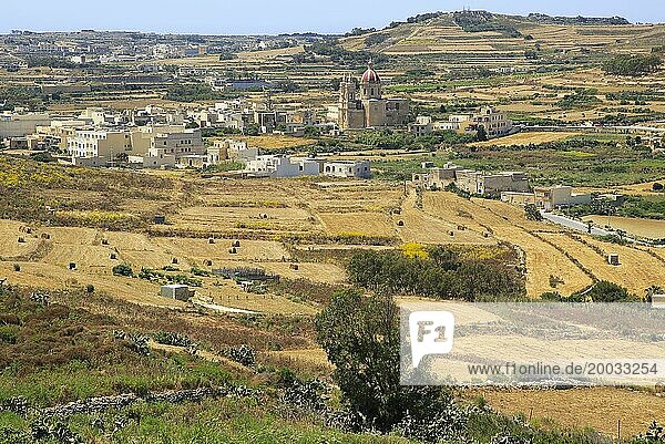 Rural landscape view from Zebbug of Ghasri village and valley  Gozo  Malta  Europe
