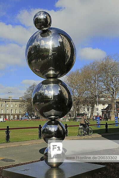 'Apples and Atoms' sculpture by Elis O'Connell 2013 Trinity College  Dublin  Ireland  Republic of Ireland commissioned to celebrate work of Ernest T.S. Walton (1903-95)  Europe