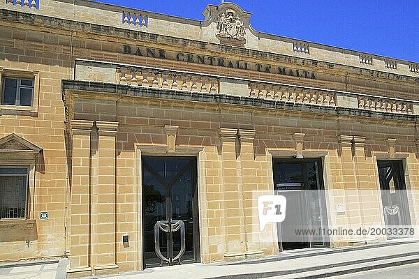 Historisches Gebäude der Zentralbank von Malta im Stadtzentrum von Valletta  Malta  Europa