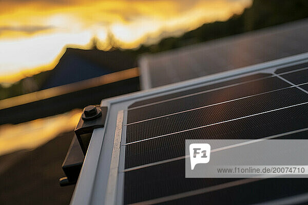 solar panel at sunset