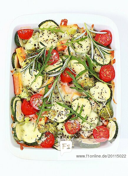 Baked mixed vegetable with cheese and herbs
