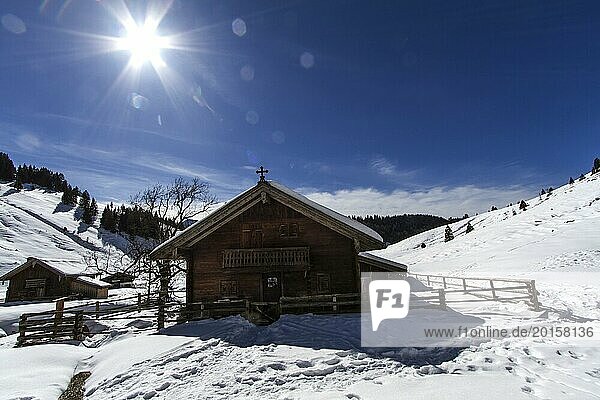 Alpine hut in the foothills of the Alps  Bavaria