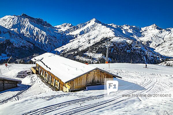 Mountain hut at the Lämmerbichlbahn  Penken ski area  Mayrhofen  Zillertal  Tyrol