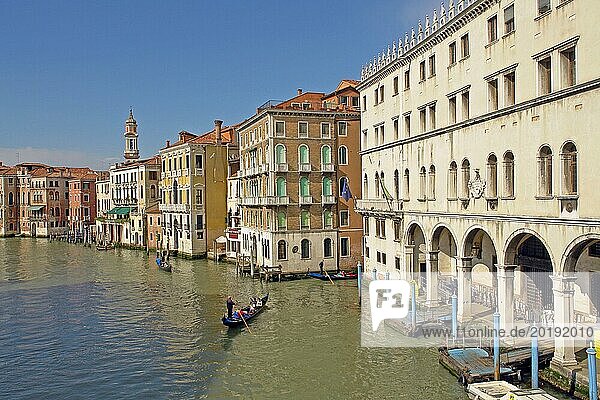 Venice  Grand Canal with Rialto Bridge  Venice  Italy  Europe