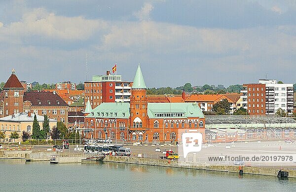 Hafeneinfahrt in Trelleborg  Schweden. Harbor entrance in Trelleborg  Sweden