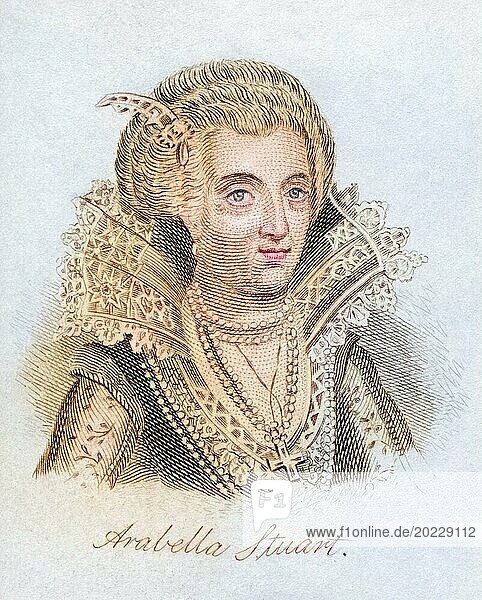 Lady Arabella Stuart also spelled Stewart  1575-1615  English noblewoman From the book Crabbs Historical Dictionary  published 1825  Historical  digitally restored reproduction from a 19th century original  Record date not stated