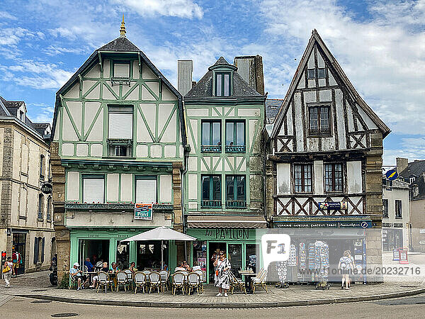 Beautiful houses in the French commune of Auray in Brittany, France