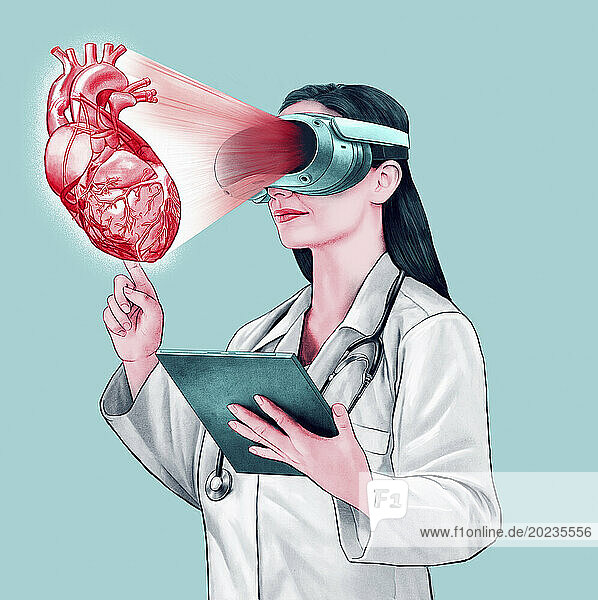 Ã„rztin untersucht menschliches Herz in der virtuellen RealitÃ¤t
