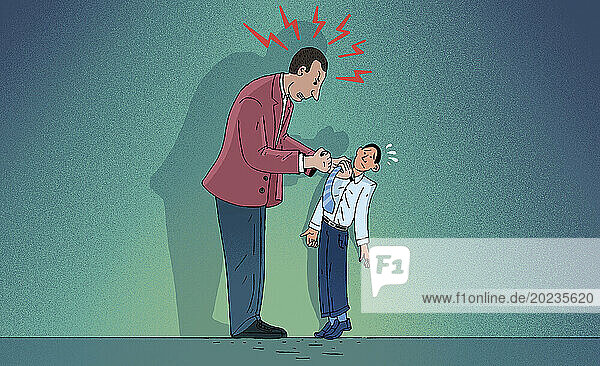 GroÃŸer Mann schikaniert kleineren Mann bei der Arbeit