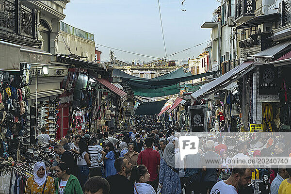 Crowded street outside the Grand Bazaar in Istanbul; Istanbul  Turkey