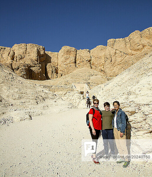 Tourists exploring the Valley of the Kings; Thebes  Egypt