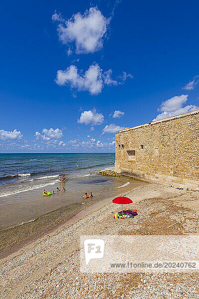 Trapani Beach and seafront in the Mediterranean; Sicily  Italy