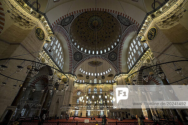Suleymaniye Mosque interior looking towards the mihrab; Istanbul  Turkey