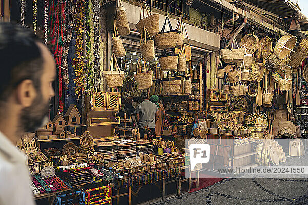 Baskets for sale around the Egyptian Bazaar in Istanbul; Istanbul  Turkey