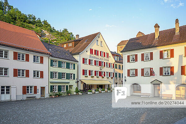 Residential houses of Sargans town at St Gallen in Switzerland