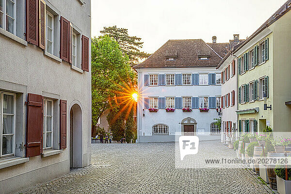 Residential houses of Sargans old town at St Gallen in Switzerland