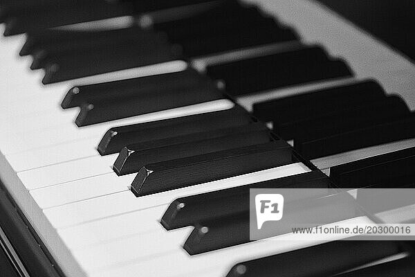 Close up black and white piano keys