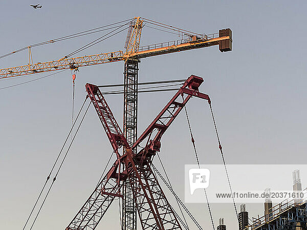 Cranes at construction site  Atlanta  Georgia  USA