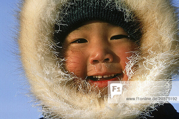 Portrait of Inuit boy  Nunavut  Canada