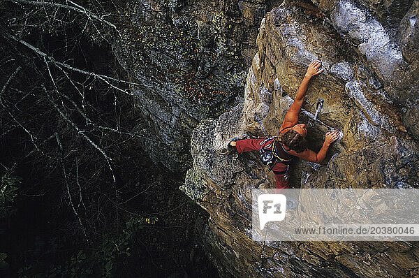 Rock climbing in Franklin  West Virginia  USA