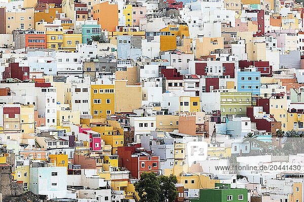 Various colourful houses in Las Palmas de Gran Canaria  Spain