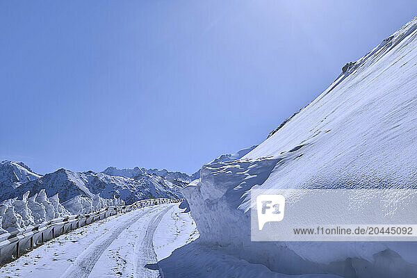 Switzerland  Snow-covered Glaubenberg Pass in Emmental Alps